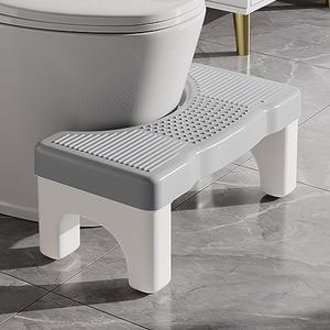 Toilet Stool Squat Adult, Poop Stool for Bathroom Adults, Toilet Foot Stool for Pooping, Toilet Step Stool for Kids, Non-Slip Surface, Sturdy Plastic, Gray