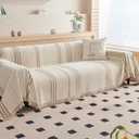 DREAMINGO Couch Cover Reversible Chenille Furniture Protector Sofa Covers for Pet Kids Coffee Couch Cover for 3 Cushion Couch Sofa Vertical Stripe Jacquard Sofa Slipcover Sectional, 71"x150"