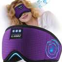 LC-dolida Bluetooth Sleep Mask with White NoiseSleep Headphones,Bluetooth Wireless Music Eye Mask, Ideal for Travel, Night Work, Napping, Side Sleeping and Office Use for Both Men and Women(Purple)