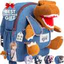 Dinosaur Backpack for Kids 3-5, Toddler Backpack for Boys with Detachable Dinosaur Toy with Pockets and Reflective Logo Patch