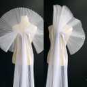 Ruffled Lace Trims 1 Yards, Pleated Lace Fabric Trim, Organza Ruffled Fabric Chiffon Tulle Border for Sewing Dress Bag Costume Decoration Trimming Craft (White)