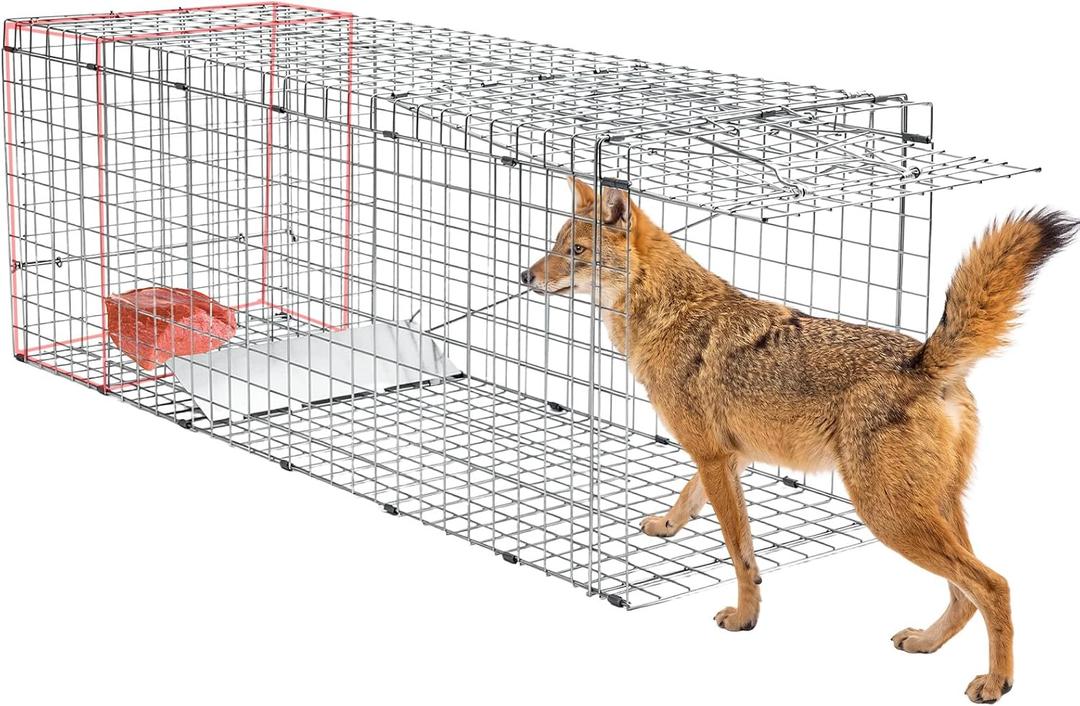 1 Pack Heavy Duty Live Animal Trap 58 x 20 x 22 Inch Coyote Trap Silver