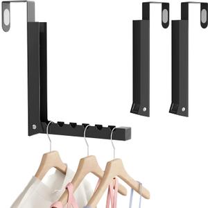 2 Pack Over The Door Hanger, Folding Over The Door Drying Rack for Laundry,Foldable Over The Door Clothes Hanger,Small Clothes Drying Rack for Dorm Portable Black