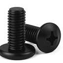 10PCS M6-1.0 x 16mm 18-8 Black License Plate Screws with Blackened Backplates - Heavy-Duty Flat Head License Plate Bolts for Rear License Plate Bracket Installation