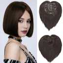 BECUS Hair Toppers for Women with Thinning Hair, Dark Brown Topper Bob Clip-In Hairpiece, 360 Full Coverage for Daily Wear(Dark Brown Bob)
