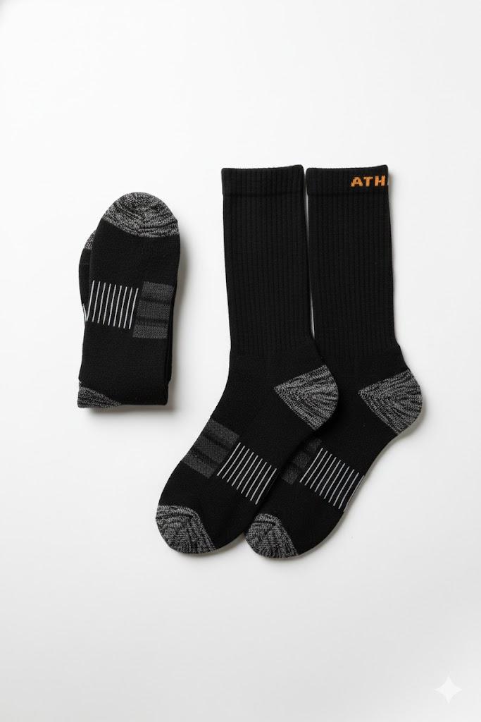 Upgrade your athletic gear with these high-performance crew socks, engineered for durability and ultimate foot support, 2 Pairs Set