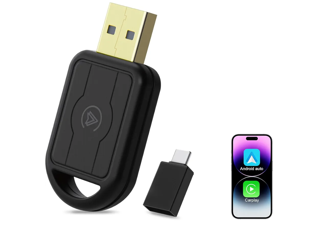ossomo Wireless CarPlay Adapter,2 in 1 CarPlay & Android Auto Wireless Adapter for Cars,Convert Wired to Wireless with USB/Type-C,Plug Play Car Play for iOS 10+ /Android 10+