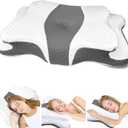 CHxxy Memory Foam Pillows, Cervical Pillow for Neck and Shoulder Pain Relief, Ergonomic Contour Bed Pillow, Soft for Side Sleep Stomach Sleeping and Back Sleeper-Queen Size&Grey