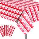 Adirasenotek 3Pcs Heart Tablecloth Valentine's Day Table Cover Rectangular Love Heart Table Cover Wedding Anniversary Birthday Mothers Day Valentine's Day Decor,87x54In
