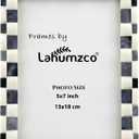 Lahumzco 5x7 Gray and White Bone Inlay Picture Frame – Handmade Curved Checkerboard Pattern Photo Frame – Decorative Frame for Home, Desk, Shelf, Wall Display