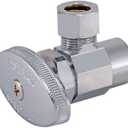 Eastman 3/8 Inch OD x 1/2 Inch Nom. Sweat Multi-Turn Brass Sweat Inlet Angle Stop Valve with Removable Metal Handle, Brass Plumbing Fitting, Chrome, 04387LF