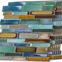 12-Sheet Peel and Stick Tile Backsplash 12" x 12", Stick-On Wall Tiles Decals,Self-Adhesive Wallpaper for Kitchen, Bathroom & Laundry Room, (Blue Yellow) (12 x 12 inch (Marble style), Spt-253)