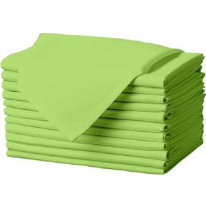Gee Di Moda Cloth Napkins - 17 x 17 Inch Apple Green Dinner Napkins - Set of 12 Soft & Absorbent Washable Fabric Cloth Table Napkins with Hemmed Edges for Hotel Restaurant, Holiday Parties & Wedding