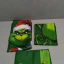 SUNWISHA Christmas Curtain Valance Set - Green Funky Whimsical Holiday Scene with Puppies/Stars/Lights - Playful Kitchen/Bedroom Decor - Upper & Lower Curtains, 52'' L x 18'' W & 36'' L x 26'' W