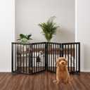Black 37-74" Dog Gate Foldable Dog Gates for Doorways Stairs House Freestanding Pet Gate Puppy Barries 24 inches Tall