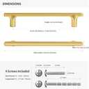 Lardmon 10 Pack Brushed Gold Modern Cabinet Pulls 6.5 Inch(165mm) Total Length | 5 Inch(128mm) Hole Center Bar Pulls Kitchen Cabinet Handles Solid Drawer Pulls Heavy Duty Kitchen Cabinet Hardware