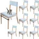 Kigley 8 Pcs Plastic Chair Covers for Dining Room Chairs Clear Plastic Seat Covers Water Stain Kitty Scratch Resistant PVC Waterproof Chair Protector with Adjustable Belt Strap for Most 18"- 20" Seats
