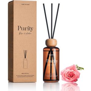 M&SENSE Rose Amber Reed Diffuser: 6.3 fl oz Non-Toxic Aroma Set with Sticks, Light & Subtle Fragrance, Long-Lasting Natural Essential Oil Gifts for Bedroom, Shelf Decor & Small Spaces