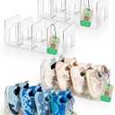 HAYVAN Kids Shoe Rack & Organizer, 4 Pack Clear Acrylic Baby Toddler Shoe Shelf, Stackable Closet Storage & Multi-Use Desk File Sorter Book Purse Organizer
