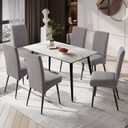 Genina Waterproof Dining Room Chair Covers Stretch Parsons Chair Slipcovers for Dining Room Kitchen Chair Protector Cover, Removable, Washable (4, Pattern1-Light Gray)