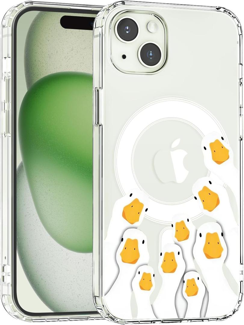 JOYLAND Funny Goose Phone Case for iPhone 17 Pro - Compatible with MagSafe Cute Cartoon Animal Design Clear Magnetic Cover Shockproof Protective Shell for Women Girls, 6.3 Inch