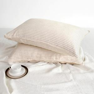 Striped Linen Pillow Cases Set of 2,20"x30" Standard/Queen Size,100% French Natural Flax Soft Linen Pillowcases,Rust Pinstripe