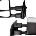 AERDM New Towing Mirror Chrome Cap with Temperature sensor Fit 1999-2016 Ford Super Duty F-250 F-350 F-450 F-550 with Turn Signal and Auxiliary Lamp