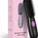 Go Brush Pro,2026 New Cordless Straight Hair Brush, Portable Scald-Proof Mini Straight Hair Comb with Three Temperature Settings and LED Display Screen, Quickly Heating Travel Hair Brush (Dark Black)