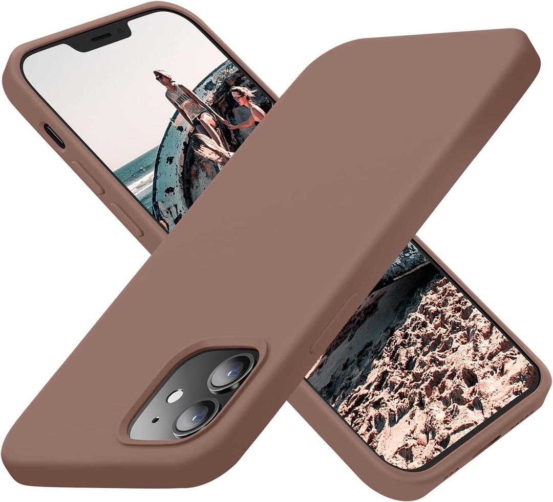 Cordking Designed for iPhone 12 Case, Designed for iPhone 12 Pro Case, Silicone Shockproof Phone Case with [Soft Anti-Scratch Microfiber Lining] 6.1 inch, Light Brown