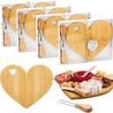 Patelai 4 Set Bridal Baby Shower Favor Heart Cheese Board with Knife, Wood Mini Charcuterie Board Thank You Gift Box for Guest Bridal Baby Shower Prize Wedding Valentines Birthday (Bamboo Color)