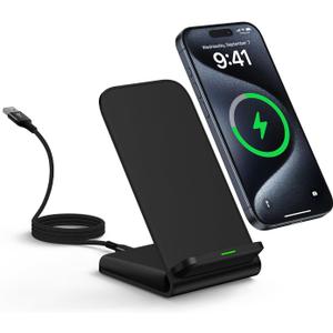 Google Pixel 9 Wireless Charger Stand Fast Charging for Pixel 10 Pro XL 9A 9 Pro XL Fold 9 8A 7A 8 7 6 Pro, 15W Phone Wireless Charger Station for Samsung Galaxy S25 S24 S23 S22 S21 S20 Ultra FE (Pure Black)