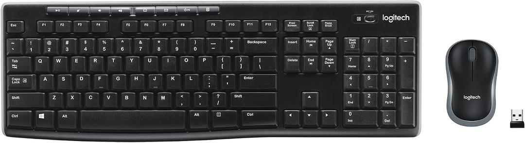 Logitech MK270 Wireless Keyboard and Mouse Combo for Windows, 2.4 GHz Wireless, Compact Mouse, 8 Multimedia and Shortcut Keys, 2-Year Battery Life, for PC, Laptop - Black