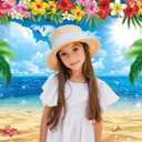 XCKALI Summer Hawaiian Beach Backdrop Tropical Flower Palm Ocean Birthday Luau Party Decoration Summer Beach Children Photography Kids Baby Shower Decoration 10x8FT