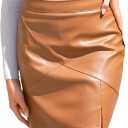 Faux Leather Skirts for Women High Waisted Bodycon Pencil Mini Skirt with Shorts