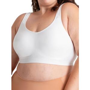 SHAPERMINT Bras for Women No Underwire - Seamless Bras for Women, Wireless Bra, Adjustable Plus Size Bra (White, XL)
