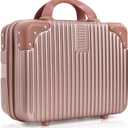 Hard Shell Cosmetic Travel Case, 17 Inch Mini Travel Hand Luggage with Elastic Band, Portable ABS Carrying Makeup Case Suitcase Train Cosmetic Bag for Travel, Camping, Business Trip