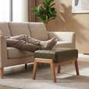 Modern Ottoman Foot Stool, Faux Leather Accent Sofa Footrest with Walnut Rubber Wood Frame, Ottoman Bench for Living Room Entryway Bedroom Sofa Seat, Hunter Green, 15.5"D x 24.5"W x 15"H