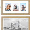 Hongkee 10x20 Picture Frame Set of 2, Natural Oak Wood Frame with Real Glass Collage Frame, Display Pictures Three 5x7 With Mat or 10 x 20 Without Mat - Horizontal or Vertical Wall Mounting