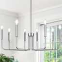 8-Light Farmhouse Chandelier for Dining Room Lighting Fixtures Hanging, Brushed Nickel Dining Light Fixtures Industrial Chandelier for Bedroom, Foyer, Hall, Kitchen, Living Room and Entryway