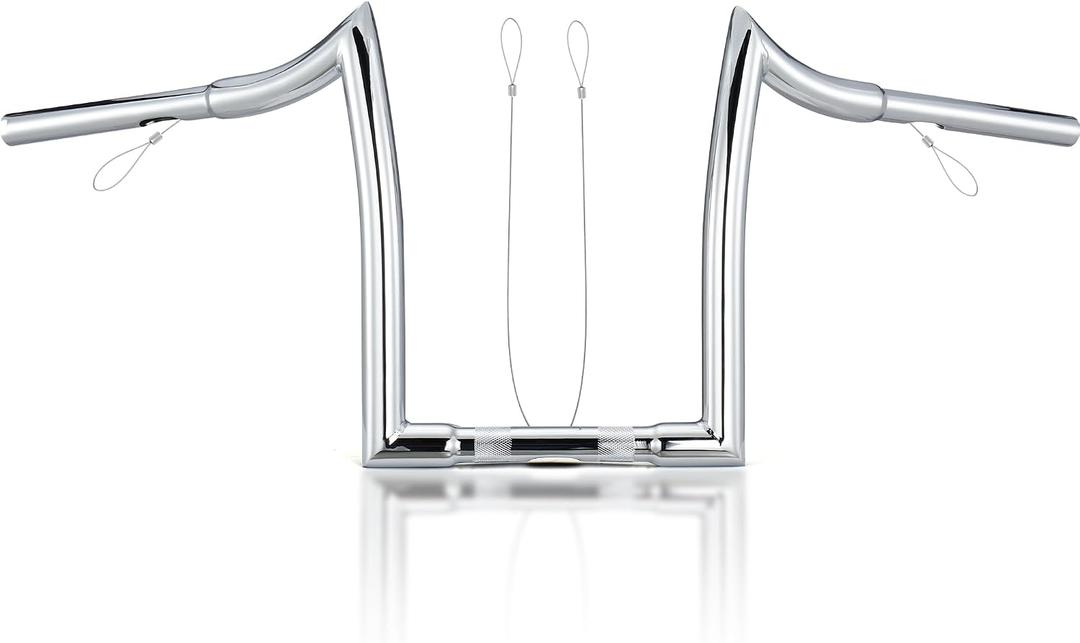 MoKitDora Sportster Dyna 12” Rise Ape Hangers 1.25” Fat 1" Clamp Handlebar Meathook Bars for Harley XL 883/1200,1994-up Road King & 1998-2013 Road Glide, Chrome