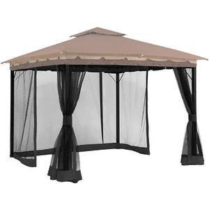 Hisecome 10' x 12' Gazebo Universal Replacement Mosquito Netting,Black Outdoor Canopy Net Screen 4-Panel Sidewall Curtain, with Zippers,Mosquito Netting（Only）