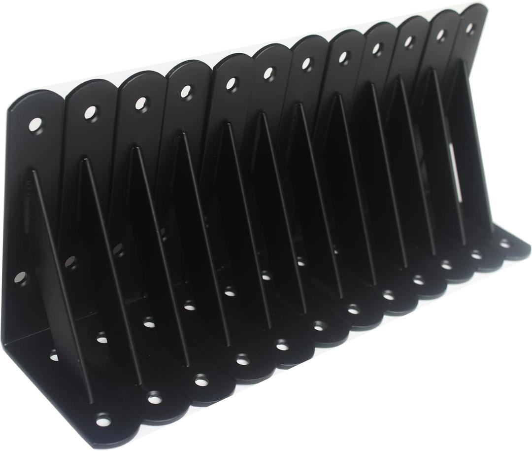 12 Pack L5 x H 3" Black Heavy Duty Shelf Brackets with Screws Metal Shelf Brackets Shelf Support Angle Brackets for Shelves L Brackets Heavy Duty Floating Shelf