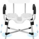 Meday Shower Chair for Inside Shower - Heavy Duty Reinforced Crossbar U-Shape Shower Seat for Elderly and Disabled - Adjustable Height Shower Chair with Armrests and Back for Pregnant, Handicap