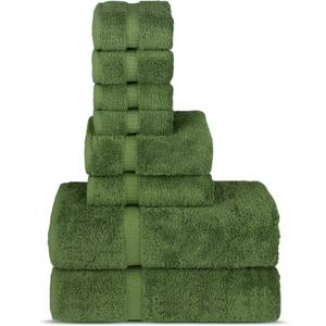 Chakir Turkish Linens | Hotel & Spa Quality 100% Cotton Premium Turkish Towels | Soft & Absorbent (8-Piece Towel Sets, Moss)