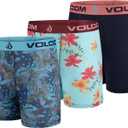 Volcom Mens Boxer Briefs 3 Pack Poly Spandex Performance Boxer Briefs Underwear (Large, Multi/Light Blue/Navy)