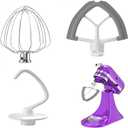 3Pcs Flex Edge Beater Dough Hook Wire Whip Kitchen Aid Mixer Attachments Set - Compatible with 4.5-5 Quart Tilt-Head Stand Mixers for Baking Whipping Kneading