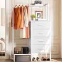 Yoobure White Dresser with Hanging Rack - Small Dresser for Bedroom with 4 Drawers, 44'H Chest of Drawers, Reversible Kids Dressers with Storage Shelf, Closet Dressers with Clothes Rack, Sturdy Frame
