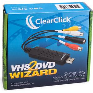 ClearClick VHS To DVD Wizard with USB Video Grabber & Free USA Tech Support