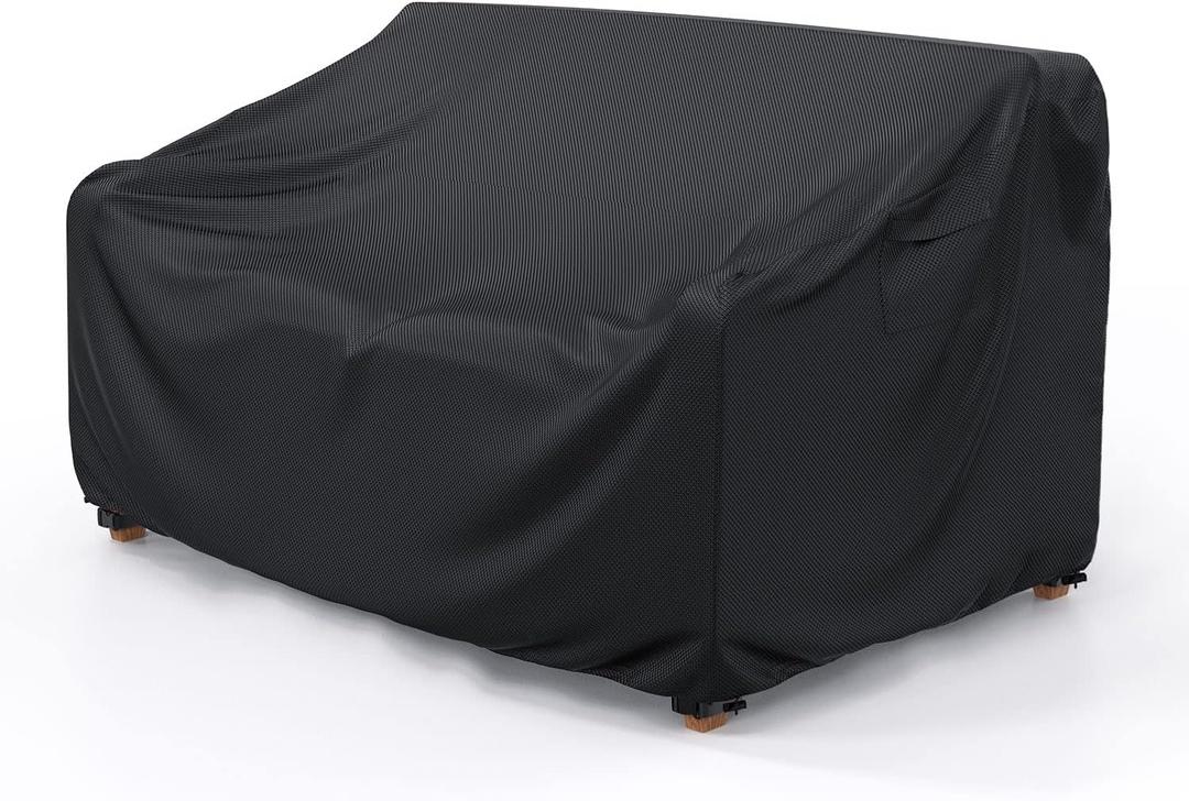 Heavy Duty Patio Sofa Cover Waterproof, Mrrihand 2-Seater Outdoor Sofa Loveseat Cover, Outdoor Patio Furniture Cover with Air Vent and Handles, 60" W34" D30" H, Black