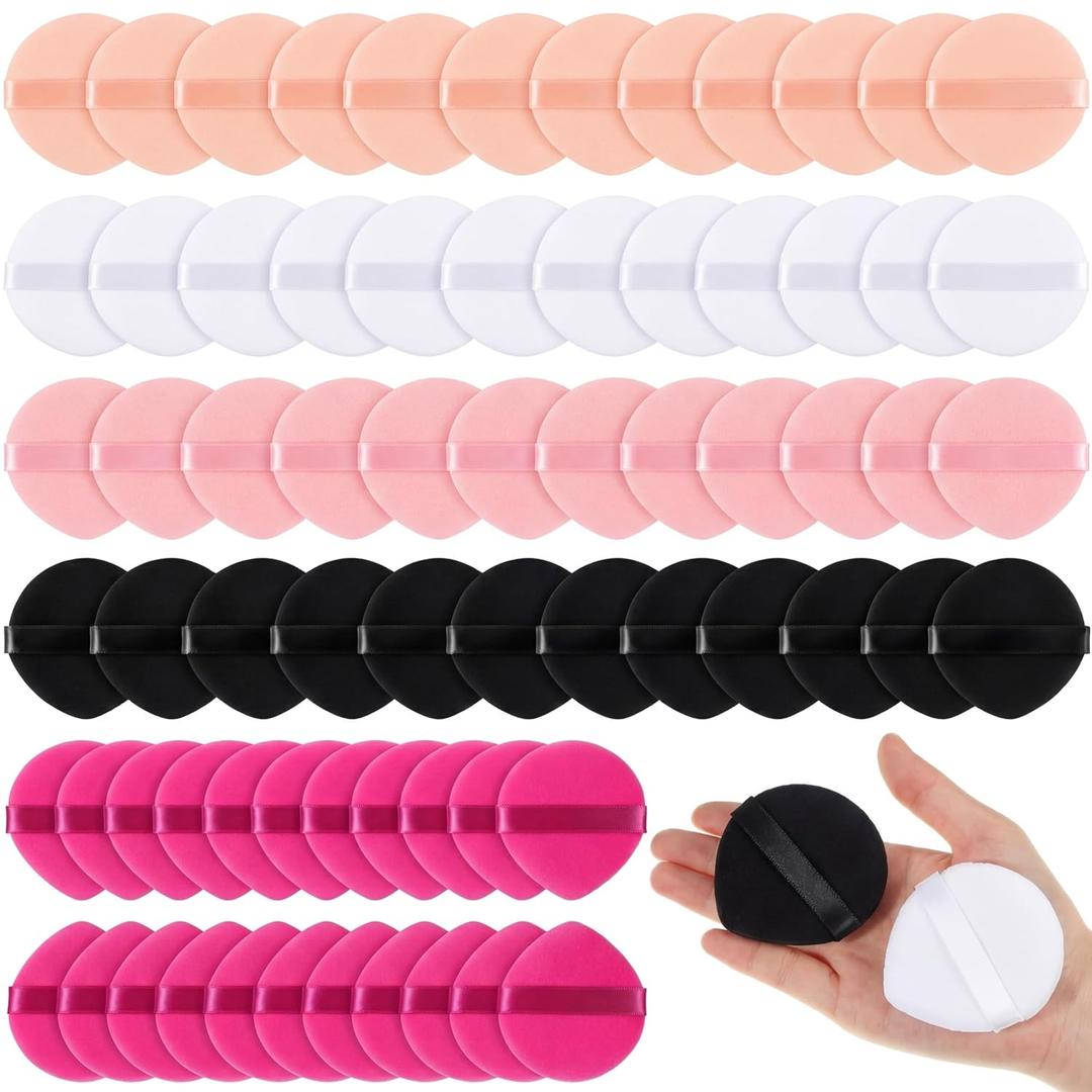 Meanplan 100 Pcs Powder Puff Face Soft Makeup Sponge Triangle Powder Puffs for Loose Velour Cosmetic Foundation Wet Dry Sponge Makeup Tools(Vivid Colors)